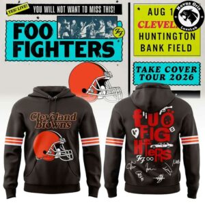 Foo Fighters x Cleveland Browns Take Cover Tour 2026 Hoodie 2