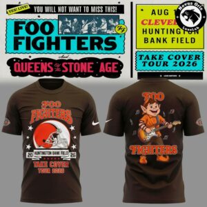Foo Fighters x Cleveland Browns Take Cover Tour 2026 T Shirt 2