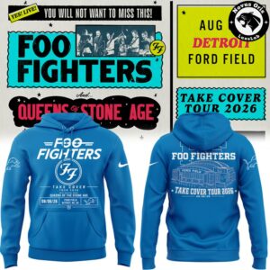 Foo Fighters x Detroit Lions Take Cover Tour 2026 Hoodie
