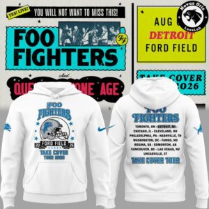 Foo Fighters x Detroit Lions Take Cover Tour 2026 Hoodie 3