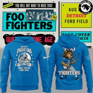 Foo Fighters x Detroit Lions Take Cover Tour 2026 Hoodie 5