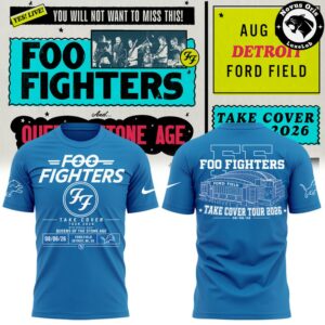 Foo Fighters x Detroit Lions Take Cover Tour 2026 T-Shirt