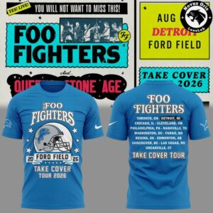 Foo Fighters x Detroit Lions Take Cover Tour 2026 T Shirt 2