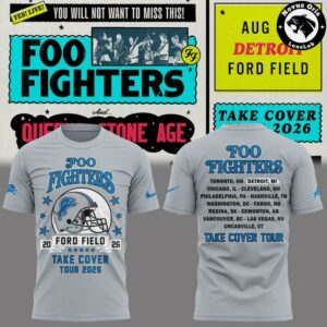 Foo Fighters x Detroit Lions Take Cover Tour 2026 T Shirt 3