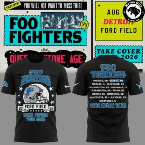 Foo Fighters x Detroit Lions Take Cover Tour 2026 T Shirt 5