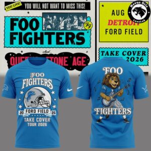 Foo Fighters x Detroit Lions Take Cover Tour 2026 T Shirt 6