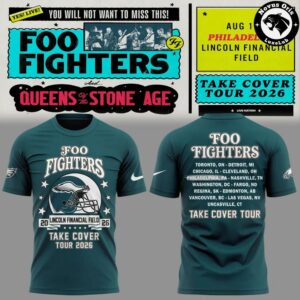Foo Fighters x Philadelphia Eagles Take Cover Tour 2026 T-Shirt