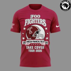 Foo Fighters x Temple Owls football Take Cover Tour 2026 T Shirt 2