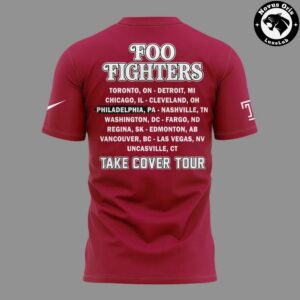 Foo Fighters x Temple Owls football Take Cover Tour 2026 T Shirt 3