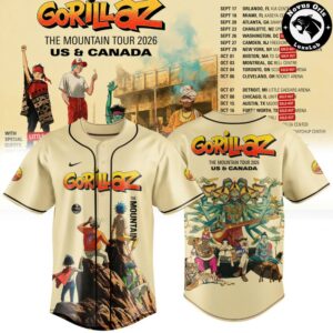 Gorillaz x The Mountain Tour 2026 Limited Edition Baseball Jersey 2