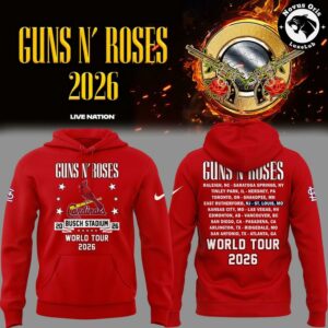 Guns N Roses x St Louis Cardinals World Tour 2026 Busch Stadium Hoodie 1