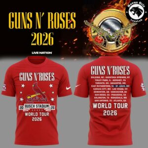 Guns N’ Roses x St. Louis Cardinals World Tour 2026 Busch Stadium T-Shirt