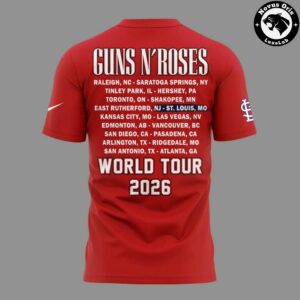 Guns N Roses x St Louis Cardinals World Tour 2026 Busch Stadium T Shirt 3