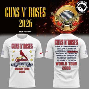Guns N' Roses x St. Louis Cardinals World Tour 2026 Busch Stadium T Shirt 5