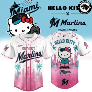 Hello Kitty x Miami Marlins 2026 Edition Pink Baseball Jersey 1