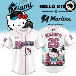 Hello Kitty x Miami Marlins 2026 Edition Pink Baseball Jersey 2