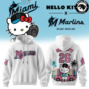 Hello Kitty x Miami Marlins 2026 Edition Pink Hoodie 2