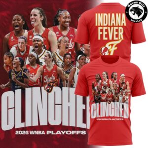 Indiana Fever 2026 WNBA Playoffs Clinched Graphic T Shirt 3