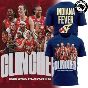 Indiana Fever 2026 WNBA Playoffs Clinched Graphic T Shirt 4