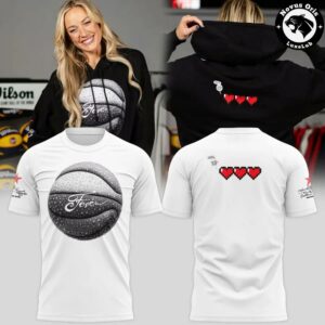 Indiana Fever WNBA Pixel Hearts Health Bar Basketball T Shirt 3