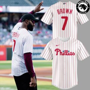 Jaylen Brown 7 Philadelphia Phillies Red Pinstripe Baseball Jersey 1