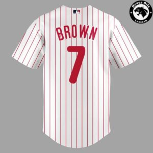 Jaylen Brown 7 Philadelphia Phillies Red Pinstripe Baseball Jersey 3
