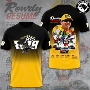 Kyle Busch NASCAR Rowdy Resume Career Stats Graphic T Shirt 1