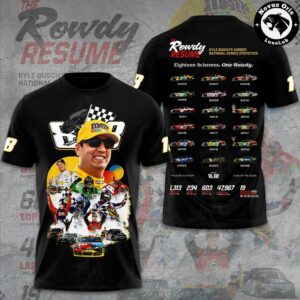 Kyle Busch NASCAR Rowdy Resume Career Stats Graphic T Shirt 3