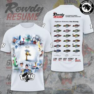 Kyle Busch NASCAR Rowdy Resume Career Stats Graphic T Shirt 4