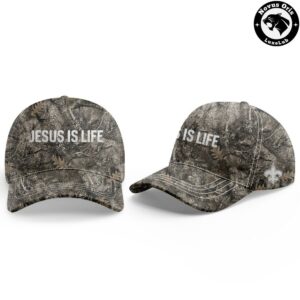 New Orleans Saints Treyton Welch Jesus Is Life Camo Graphic T Shirt 3