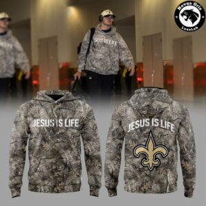 New Orleans Saints Treyton Welch Jesus Is Life Camo Pullover Hoodie 2