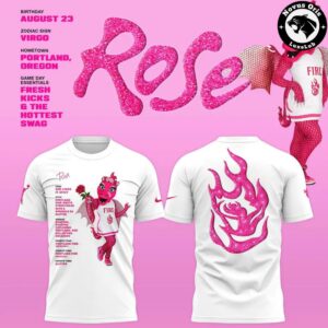 Portland Fire WNBA Rose Mascot Bio Graphic T Shirt 1