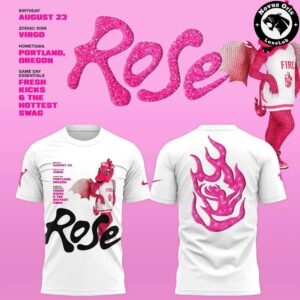 Portland Fire WNBA Rose Mascot Bio Graphic T Shirt 2