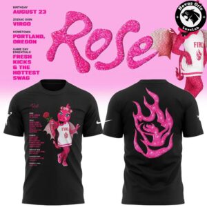 Portland Fire WNBA Rose Mascot Bio Graphic T Shirt 3