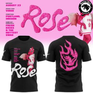 Portland Fire WNBA Rose Mascot Bio Graphic T Shirt 4