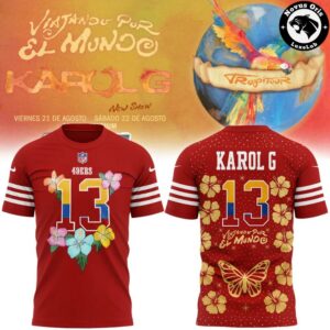 San Francisco 49ers x Karol G Viajando Por El Mundo Floral T-Shirt
