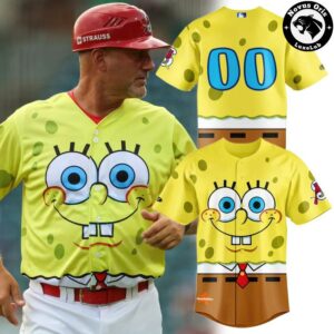 Springfield Cardinals SpongeBob SquarePants Night Custom Baseball Jersey 1