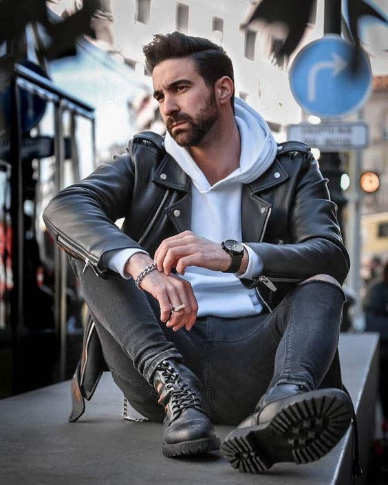 Styling a Men’s Hoodie with a Leather Jacket
