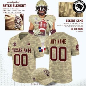 Texas A&M Aggies 2026 Desert Camo Honor and Support Football Jersey