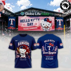 Texas Rangers Hello Kitty Day 2026 Graphic T Shirt 3