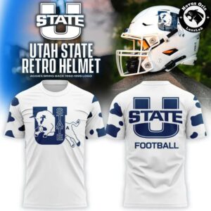 Utah State Aggies 1992 1995 Retro Logo NCAA Football T Shirt 1