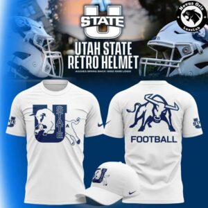 Utah State Aggies 1992 1995 Retro Logo NCAA Football T Shirt 2