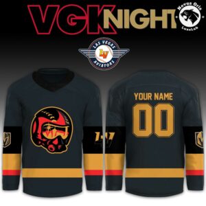 Vegas Golden Knights x Las Vegas Aviators VGK Night Custom Hockey Jersey 2