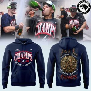 Atlanta Braves NL East Champions 2026 Navy Pullover Hoodie 4