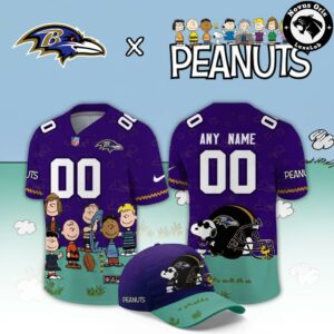 Baltimore Ravens x Peanuts Snoopy 2026 Custom Limited Football Jersey 1