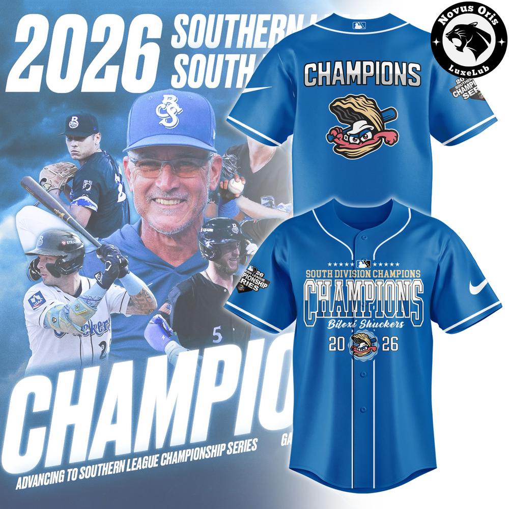 Biloxi Shuckers South Division Champions 2026 Royal Blue Baseball Jersey Biloxi Shuckers South Division Champions 2026 Royal Blue Baseball Jersey