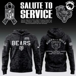 Chicago Bears Salute To Service 2026 Black Camo Pullover Hoodie