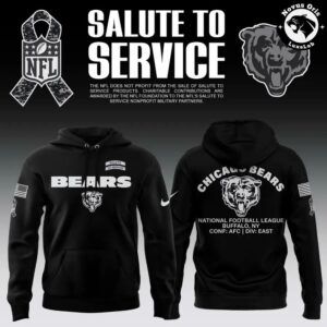 Chicago Bears Salute To Service 2026 Black Camo Pullover Hoodie 2