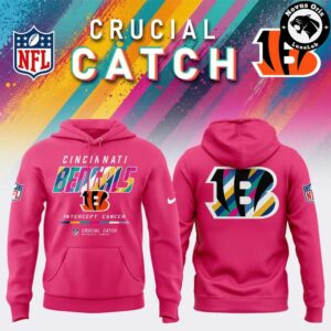 Cincinnati Bengals 2026 Crucial Catch Intercept Cancer Pullover Hoodie 2