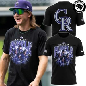 Colorado Rockies MLB Baseball Rock The Purple Signatures Graphic T-Shirt